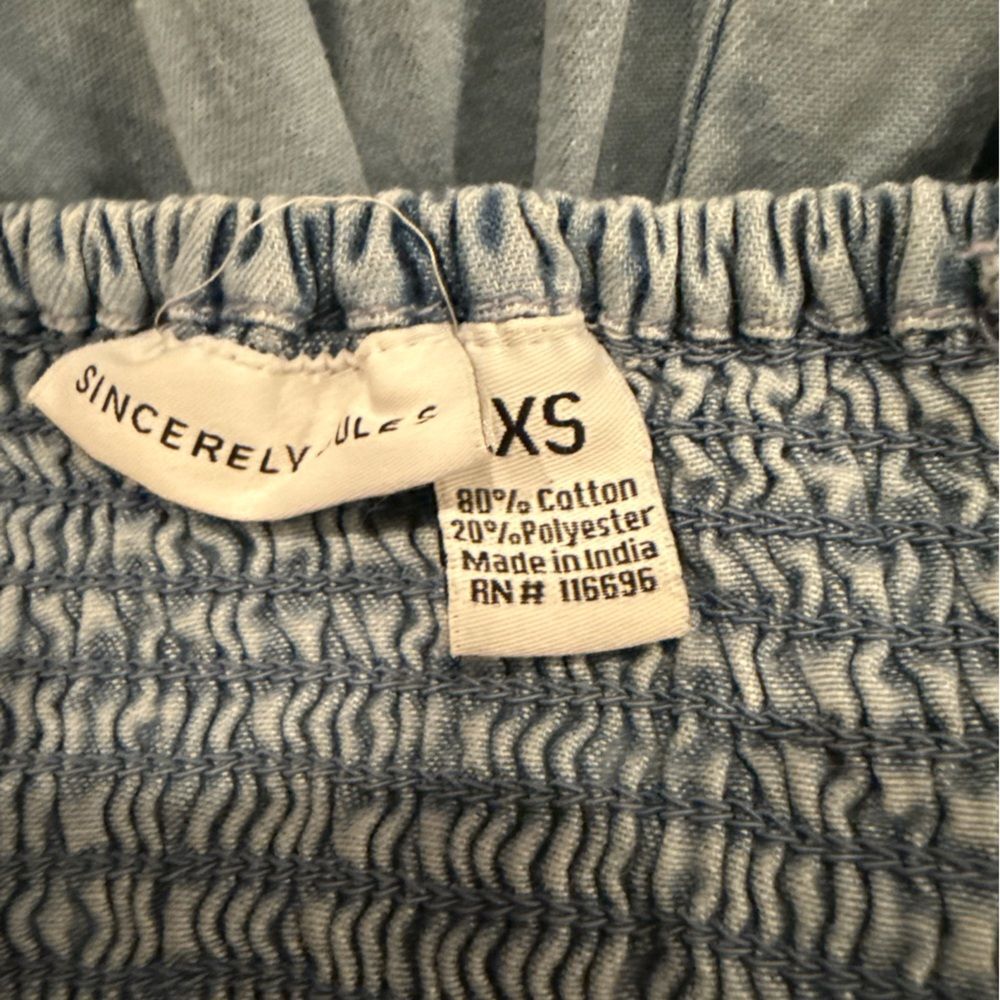 Sincerely Jules Denim Sundress Romper Skort SZ XS - Picture 10 of 12